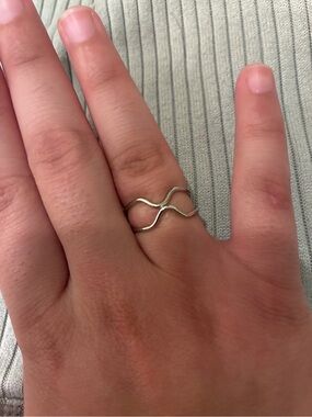 Minimalist Silver Wave Ring: Handmade Stacking Midi Ring